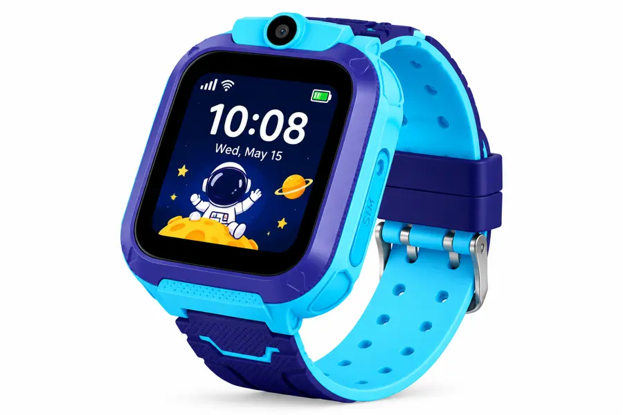 CubbyWatch kids smart watch in blue with a space astronaut watch face showing 10:08